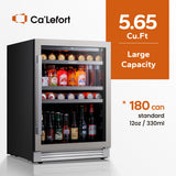 Ca'Lefort 24 Inch Beverage Refrigerator, 180 Can 34°F -54°F Beverage Fridge, Drink Fridge with Glass Door 3 LED Drink Fridge Built in or Freestanding, Perfect for Home/Kitchen(5.65 cu.ft) Ca'Lefort