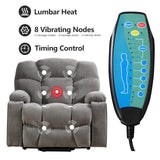 CANMOV Oversized Power Lift Recliner Chair for Elderly, Big and Tall Electric Recliner Chair with Massage and Heating, Dual Motor Heavy Duty Lift Recliner with USB Port, Cup Holders, Pockets, Grey CANMOV