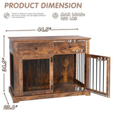 PUKAMI 44inch Dog Crate Furniture with Drawers,Wooden Dog Kennel Furniture for Large Breed,End Table Wood Dog House for Indoor use,Dog Crate for Small/Medium/Large Dog (Brown) PUKAMI