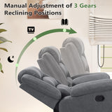 ANJ Fabric Recliner Chair Set of 2, with Overstuffed Arm and Back, Comfy Gray Manual Reclining Chairs for Adults, Living Room Single Sofa Recliners ANJ