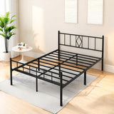 FONTOI Full Size Bed Frame, 14 Inch Metal Platform Bed with Iron-Art Headboard & Footboard, Classic Bed Frame with Heavy Duty Metal Slats Support, Under Bed Storage & No Box Spring Needed, Black FONTOI
