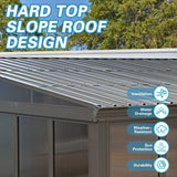 Domi 12x16FT Wall-Mounted Sunroom Gazebo, Aluminum Solarium with Galvanized Steel Sloping Roof, Detachable PC Screens, Front & 2 Side Sliding Doors, Outdoor Sun Room Lean to Gazebo for Patio Deck Lawn domi outdoor living