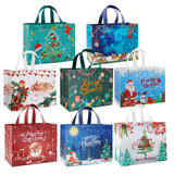 YANGTE 8 Pack Christmas Gift Bags with Handles, Large Non-Woven Tote Bags for Wrapping Xmas Party Favors, 12.8"x9.8"x6.7 YANGTE