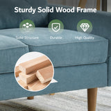 ovios Luxury 3 Seater Sofa with Faux Leather,Mid-Century Modern Couch with Comfortable Armrest,Comfy Couches with Deep Seat,Small Sofas for Living Room Bedroom (Light Blure) ovios