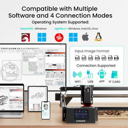 LONGER Laser Engraver Ray5 5W Higher Accuracy DIY Laser Engraving Machine with 3.5" Touch Screen,Offline Usage Laser Cutter,400x400mm,0.08mm Laser Spot, CNC Laser Cutter for Wood Metal Acryli - WoodArtSupply