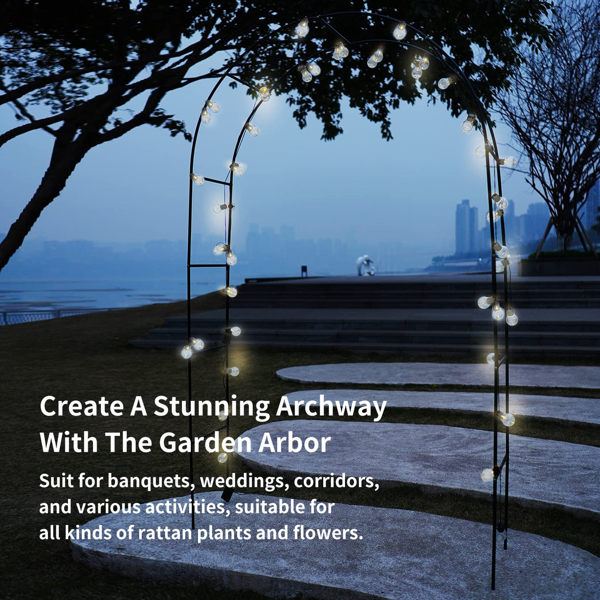 SCENDOR Iron Pergola Arbor Practical, 7.9 Feet High x 4.6 Feet Wide, Assemble Easily for Various Climbing Plant Wedding Garden Arch Bridal Party Decoration Wide Arbor SCENDOR