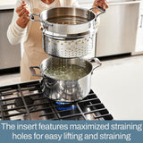 All-Clad Simply Strain Stainless Steel Stockpot, Multipot With Insert & Lid, 8 Quart, Induction, Oven Broiler Safe 600F, Strainer, Pasta Strainer with Handle, Steamer Pot, Pots and Pans Silver All-Clad