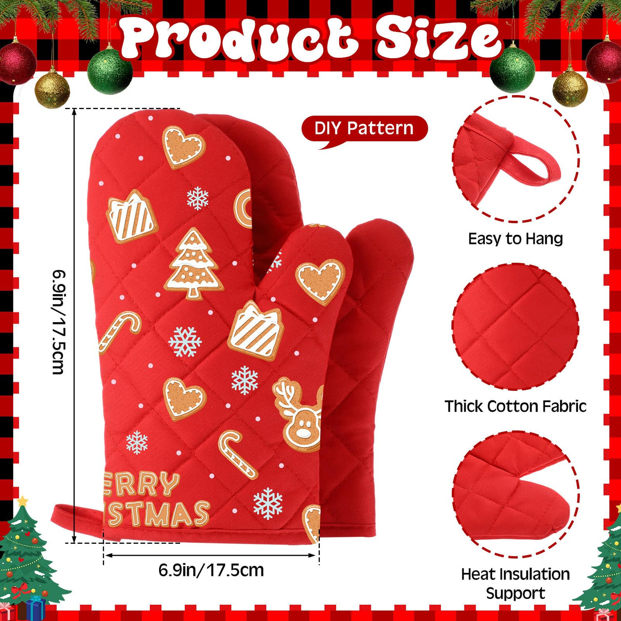 Hoolerry 24 Pcs Blank Sublimation Oven Mitts Set Sublimation Pot Holders Bulk DIY Heat Resistance Oven Gloves with Hanging Loops Pads for Christmas Kitchen Baking Gifts (Red) Hoolerry