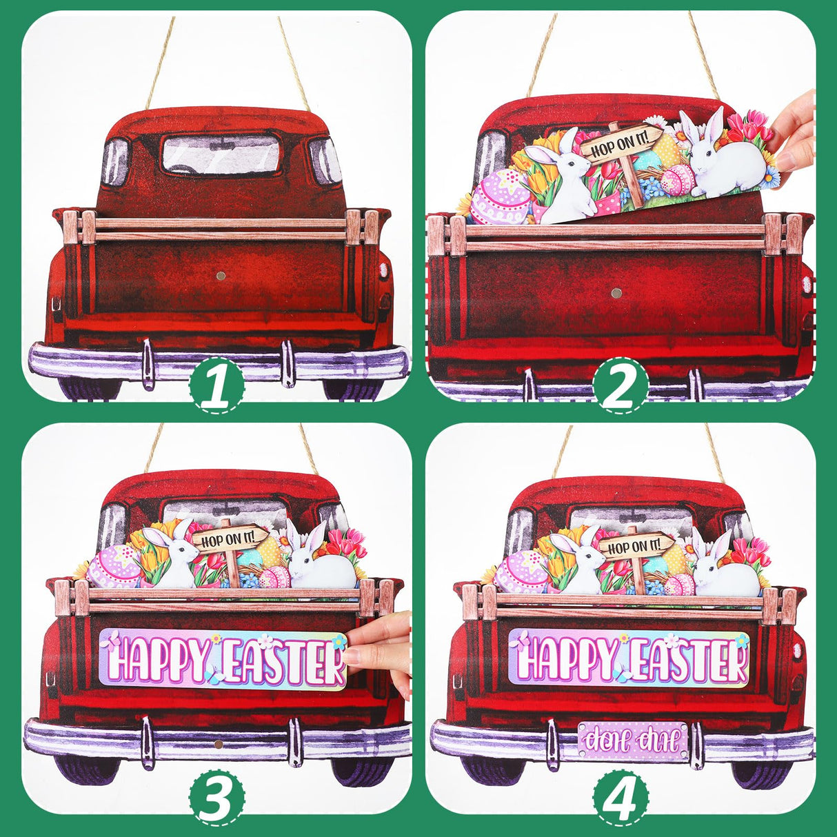 Suzile 43 Pcs Interchangeable Christmas Welcome Sign for Front Door Farmhouse Truck Porch Hanging Decor with 42 Interchangeable Seasonal Sign Wooden Wall Outdoor Christmas Thanksgiving Ornament(Red) Suzile