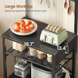 Itaar 6 Tier Bakers Rack, Coffee Station with Power Outlet, Farmhouse Small Coffee Bar with Drawer for Small Space, Microwave Stand with Storage and 8 Hooks for Kitchen, Living Room (Black) Itaar