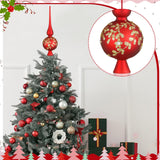 Gejoy Glass Christmas Finials Tree Topper Red Ornaments Spherical Blown Glass Xmas Tree Topper Finials with Carved Flowers Holiday Indoor Suitable for Party Decoration, 9.8inches Gejoy