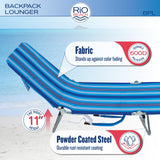 Rio Beach Portable Lay Flat Folding Backpack Beach Lounge Chair with Backpack Straps and Storage Pouch, Blue and Red Rio Brands