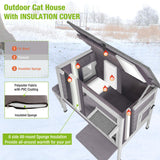 GUTINNEEN Outdoor Cat House Insulated for Winter Weatherproof Feral Cat Shelter GUTINNEEN