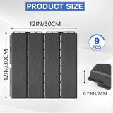 MYFAMIREA 9 Pcs Plastic Interlocking Deck Tiles 12" L x 12" W Patio Floor Decking Tiles Indoor Outdoor Waterproof Non-Slip Flooring Tiles All Weather Use for Balcony Backyard Porch Poolside, Dark Grey MYFAMIREA