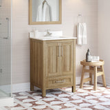 OVE Decors Kansas 24" Single Sink Bathroom Vanity Set with Countertop, Fully-Assembled | Ceramic Sink and Backsplash Included | 02 Doors, 01 Drawer, 24 inches, White Oak OVE Decors