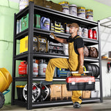 XCXVVB 72" H Garage Shelving,Heavy Duty Garage Storage Shelves,Metal Shelving Unit,5 Tier Adjustable Steel Utility Shelf,Use for Basement,Warehouse, Pantry Closet,Black (Steel-72 H*35.4" W*15.7" D) XCXVVB