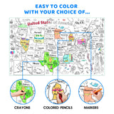 Licidecopai 54x33 Inch US Themed Giant Coloring Poster for Kids - Large US Map Coloring Table Cloth for Children's Birthday Party Licidecopai