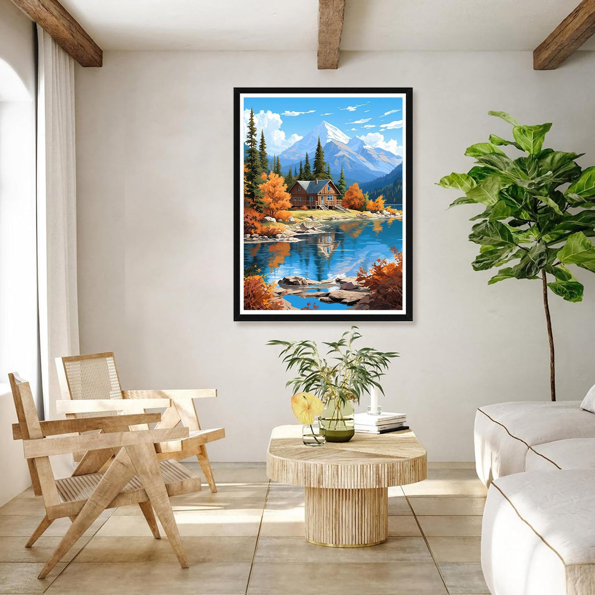 Bimkole 5D Diamond Art Kits for Adults Autumn Scenery, Diamond Painting Rivers Trees, Full Drill DIY Rhinestone Embroidery Diamond Art Kits Cross Stitch Home Wall Craft Decor 12x16 Inch Bimkole