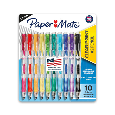 Paper Mate Clearpoint Mechanical Pencils, 0.7mm HB #2 Pencil Lead, 2 Pencils, Assorted Barrel Colors, 10 Count - Back to School,Teacher Supplies, Drawing, Sketching Paper Mate