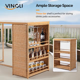 VINGLI 5 Piece Patio Wicker Bar Set, Outdoor Bar Height Table & 4 Rattan Bar Stool Chairs Outdoor Dining Bistro Set for Backyard, Balcony, Garden and Poolside VINGLI