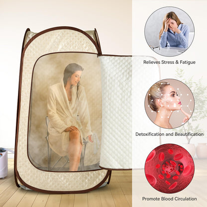 YITAHOME Portable Sauna Box 3L 1000W, Home Sauna Steam Tent Indoor, Steamer Generator with Folding Chair Remote Control, Sauna Steam Room