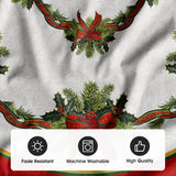 AVOIN colorlife Christmas Tree Skirt 48 Inch, Christmas Ribbon Holly Winter Holiday Tree Mat Decoration AVOIN colorlife
