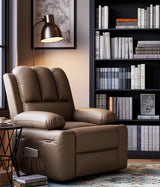 Garvee 27'' Oversized Recliner, Manual Recliner Chair for Adults, PU Leather Single Sofa with Extra Width, for Nursery, Living Room, and Bedroom, Tan Garvee