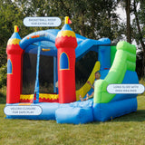 Bounceland Royal Palace Inflatable Bounce House, with Long Slide, Large Bouncing Area, Basketball Hoop and Sun Roof, 13 ft x 12 ft x 9 ft H, UL Strong Certified Blower, Castle Kids Party Theme Bounceland