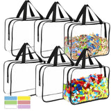 6 Packs Large Toy Storage Bags with Labels, Reusable Clear PVC Board Game Storage, Travel Waterproof Organizer Bags with Zipper for Building Blocks, Puzzle, Kids Books OPELETNNT