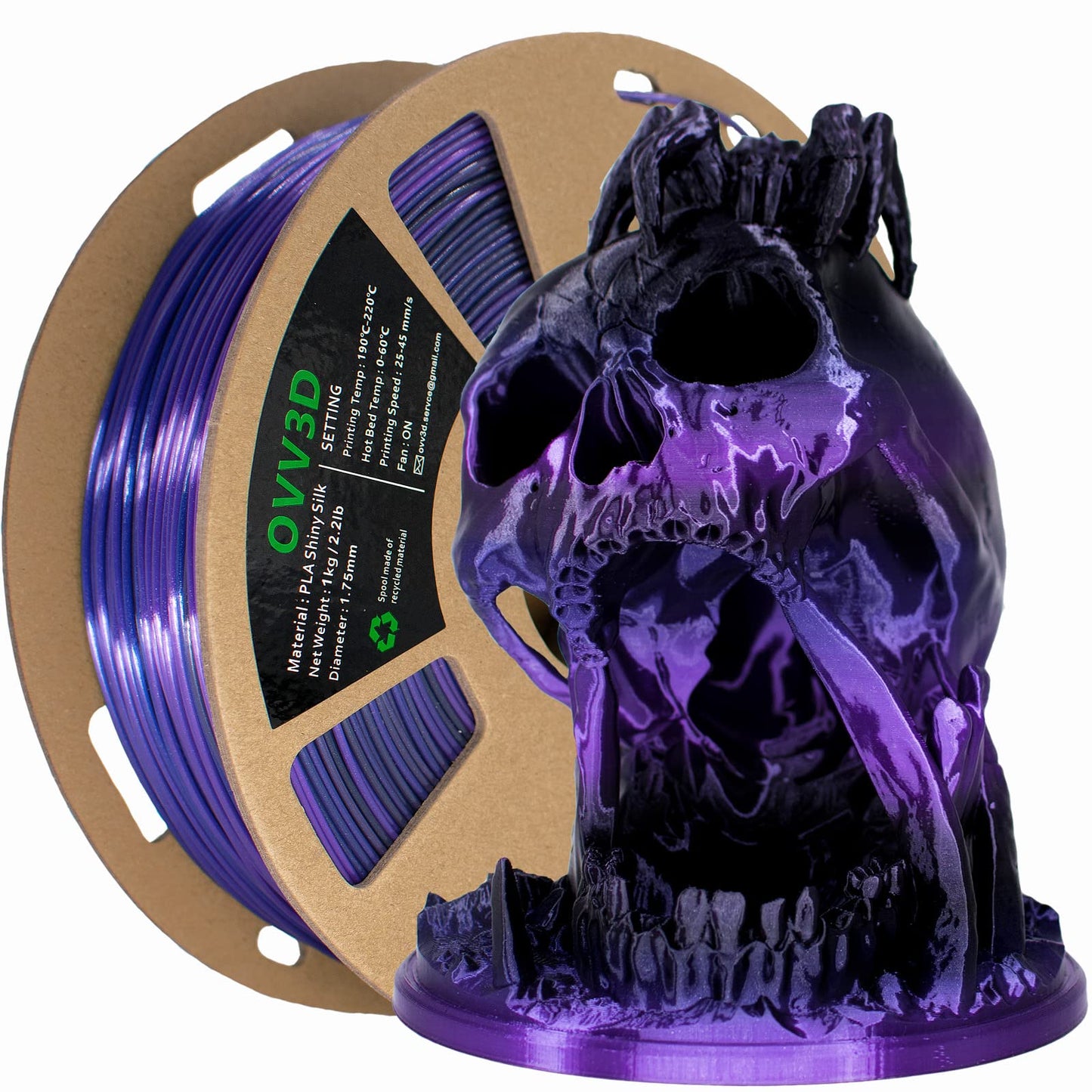 PLA Filament 1.75mm, 3D Printer Filament Silk Black Purple Color Changing, Silk PLA Filament, 3D Printing Filament 1.75 +/-0.02mm, 1kg - WoodArtSupply