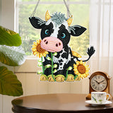 Diamond Art Painting Hanging Pendant DIY Cow 5D Special Shape Crystal Diamond Art Partial Mosaic Making Craft Wreath Ornaments, Christmas Ornaments Home wall decor window decoration Handmade Gift MVVMTOP