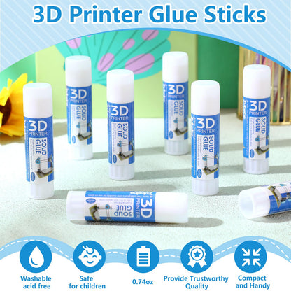 Zubebe 30 Pcs 3D Printer Glue Sticks, PVP Solid Glue Sticks Bulk 3D Printer Solid Glue Washable for 3D Printer Hot Bed Platform Glass Plate Removing Printing Models