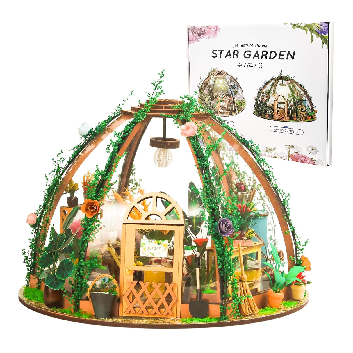 Taimimy DIY Miniature House Kit,Miniature Building Kits,Wooden Greenhouse Miniature Kit with Furniture & LED,Mini House Making Kit for Adults,Hobby Craft Home Decor Birthday Gifts Taimimy