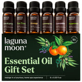 Essential Oils Set - Top 6 Blends for Diffusers, Home Care, Candle Making Scents, Fragrance, Aromatherapy, Humidifiers, Gifts - Peppermint, Tea Tree, Lavender, Eucalyptus, Lemongrass, Orange (10mL) Lagunamoon