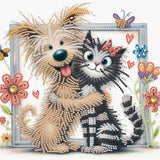 AiYuanzsh Cat and Dog Diamond Art Painting Kits for Adults, 5D Special Shape Diamond Art Kits for Beginners, Crystal Rhinestones Diamond Art Painting for Home Wall Decoration Gift 12×12 inch AiYuanzsh