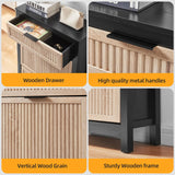 HUSHEDIFY 2 Flip Drawers Shoe Cabinet Storage for Entryway, Narrow Shoes Organizer Cabinet for Front Door Entrance, Free Standing Hidden Wooden Hallway Shoe Rack(Oak&Black) HUSHEDIFY