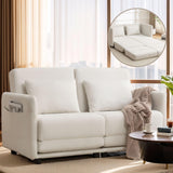 Korser 56.3" W x 74.8" L Small Full Size Pull Out Couch, Loveseat Sleeper with Side Pockets, Foldable Floor Sofa Bed with Breathable & Washable Cover, Futon Couch for Living Room or Bedroom, White Korser