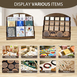 PUERSI Greeting Card Display Stand Holder - 4-Tier Wooden Organizer Rack for Retail Stores, Postcards, Stickers & Stationery Vendors Brown PUERSI