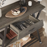 Bestier Grey Coffee Bar Station with Storage, Rolling Kitchen Cart and Towel Holder Bestier