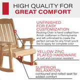 Amish Casual Heavy Duty 600 Lb Mission Pressure Treated Rocking Chair with Cupholders (Unfinished) Amish Casual