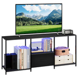 Amenitlif LED TV Stand with Open Shelves and Fabric Drawer, Entertainment Center with LED Lights, Media Console for 55" TV, Television Stands for Living Room, Bedroom Amenitlif