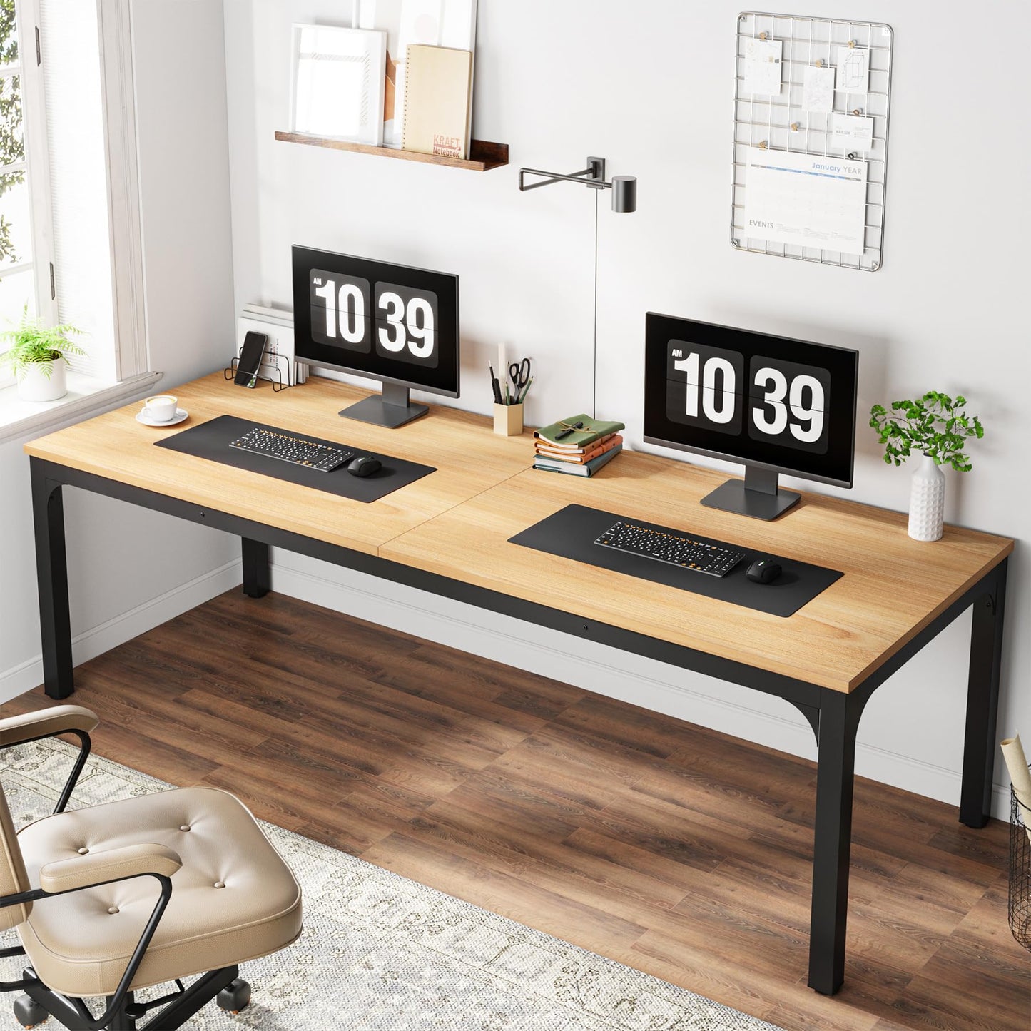 Tribesigns 78.7 Inches Extra Long Computer Desk 2 Person Desk, Double Long Desk, Workstaion for Home Office - WoodArtSupply