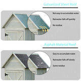 FTCBNet Outdoor Storage Shed Wooden Garden Tool Storage Cabinet with 3 Removabl Shelves and Galvanized Sheet Waterproof Roof for Yard,Patio,Deck and Porch (Gray) FTCBNet