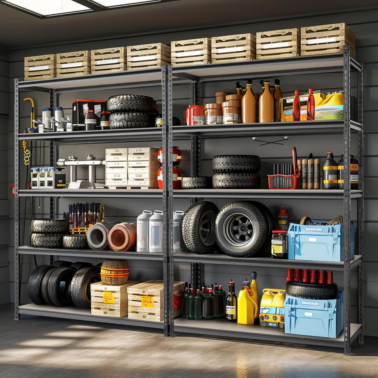 WORKPRO 5-Tier Metal Storage Shelving Unit, 36”W x 18”D x 72”H, Adjustable Storage Rack Heavy Duty Shelf with Particle Board, 4000 lbs Load Capacity (Total) for Garage Warehouse, Black/Silver WORKPRO