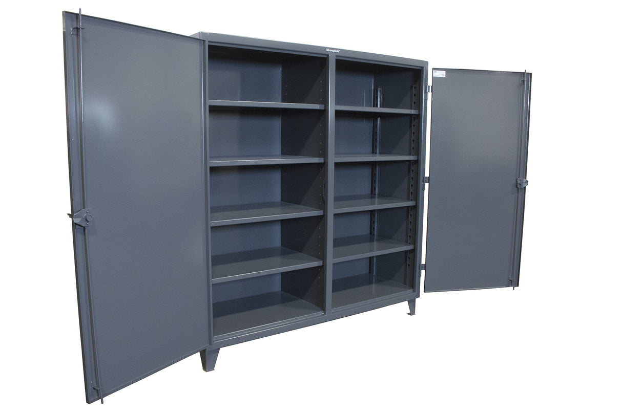 Strong Hold, 60" W x 24" D x 78" H, Industrial Cabinet, Heavy-Duty, Welded and Assembled, 12-GA Steel, Independent Locking Doors, 4 Adjustable Strong Hold