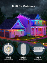 Lepro E1 AI Permanent Outdoor Lights APP Control, 150ft 90 LED Smart RGB+IC+Warm/Cool White House Eave Lights for Halloween Christmas, Alexa Google Enabled 2.4 GHz WiFi/Bluetooth, NO Remote Controller Lepro
