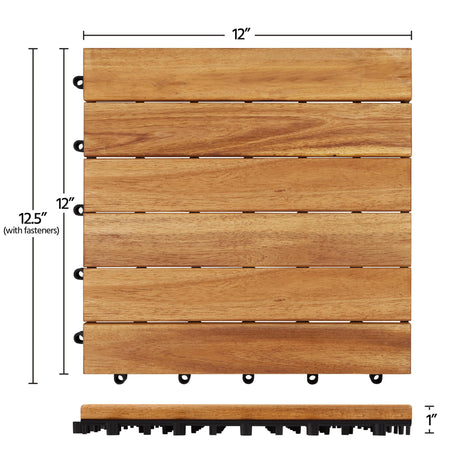 Yaheetech 27PCS Acacia Wood Interlocking Flooring Tiles Waterproof Flooring for Outdoor & Indoor Patio,Balcony,Garden,Poolside,12 × 12 in Yaheetech