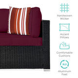 Best Choice Products 7-Piece Modular Outdoor Sectional Wicker Patio Conversation Set w/ 2 Pillows, Coffee Table, Cover Included - Black/Deep Burgundy Best Choice Products