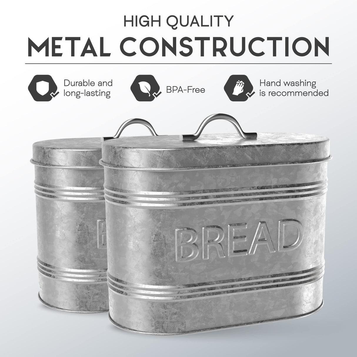 Amici Home, , Rustic Kitchen Galvanized Metal Bread Storage Bin, 288 oz, Gray Amici Home