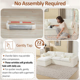 115''Cloud Boneless Sectional Couch, Modular Sectional Sofa Deep Seat with Ottoman, Oversized Upholstered Convertible Comfy 4 Seater Chenille Sofa L Shape Couches for Living Room, Beige WUTUTUEE